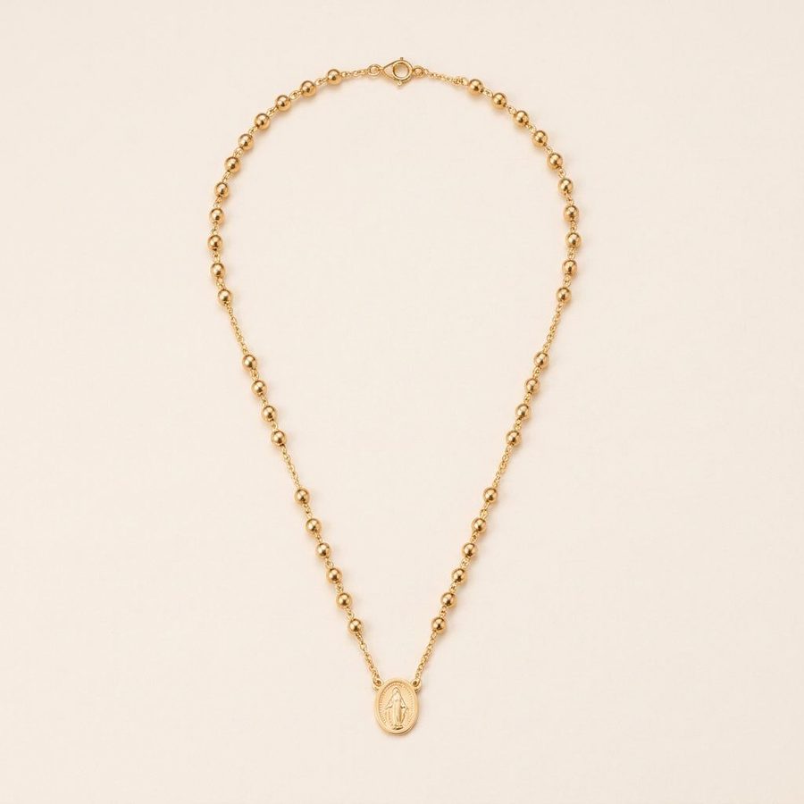Gold Rosary Chain Necklace 63cm full view