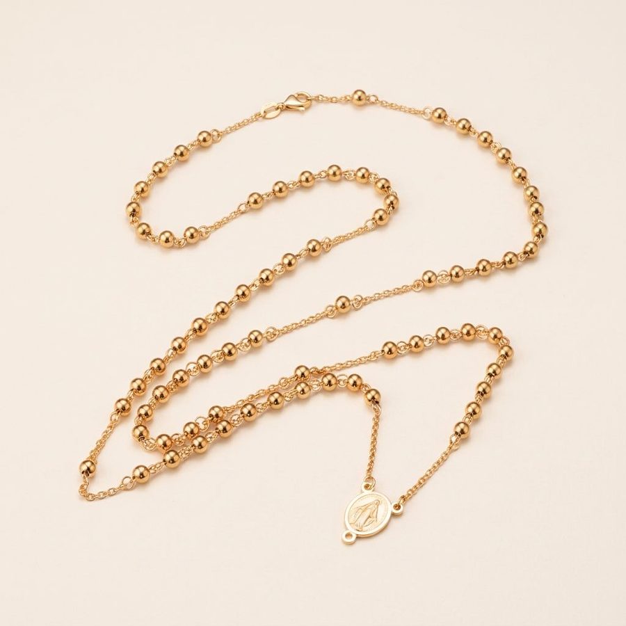 Gold Rosary Chain Necklace 63cm arranged view