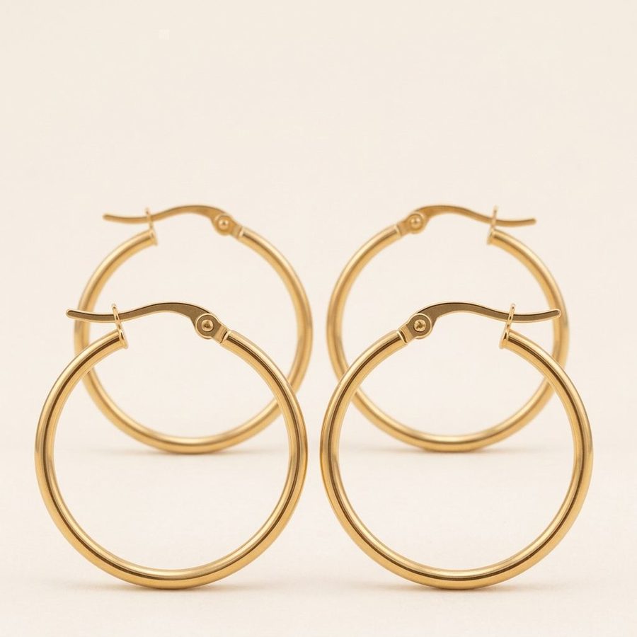 Gold Hoop Earrings 35mm front view