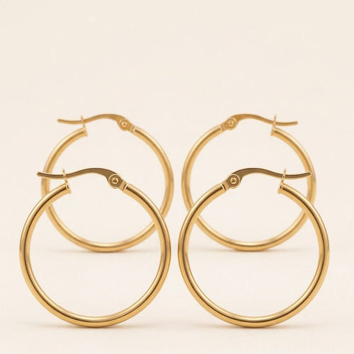Gold Hoop Earrings 35mm front view