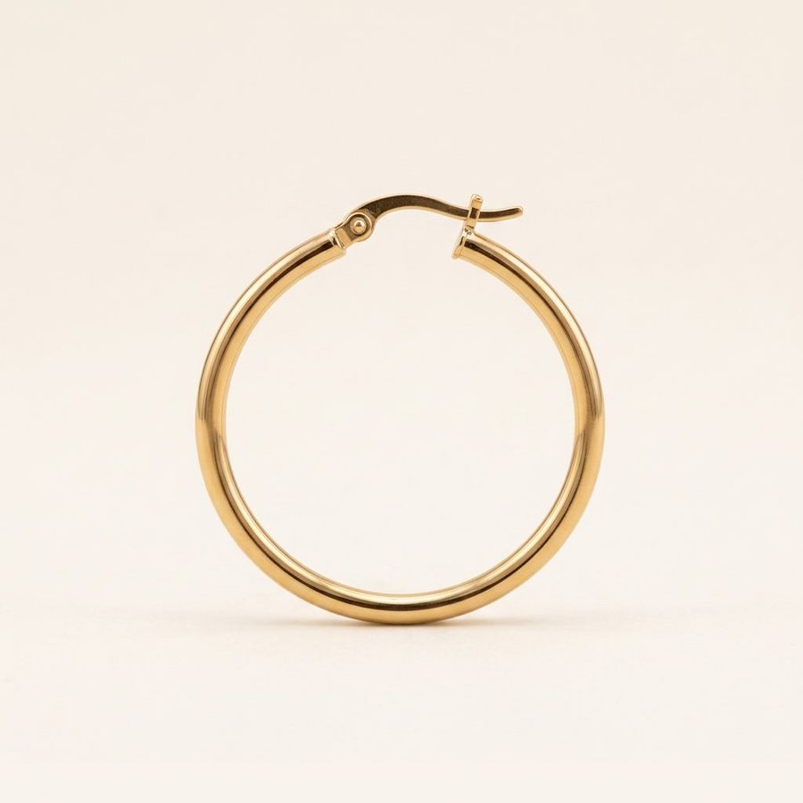 Gold Hoop Earring 35mm side view