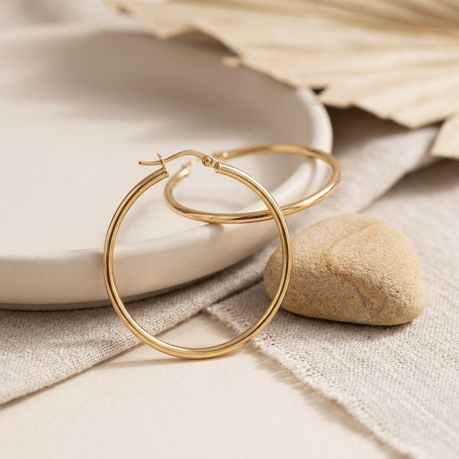 Gold Hoop Earrings 35mm lifestyle view