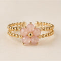 Blossom crystal adjustable ring front view