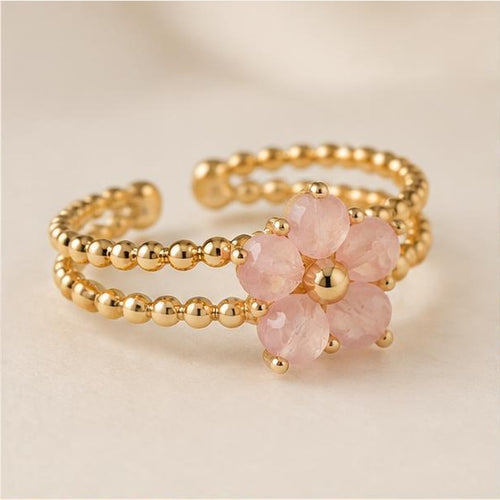 Blossom crystal adjustable ring angled view