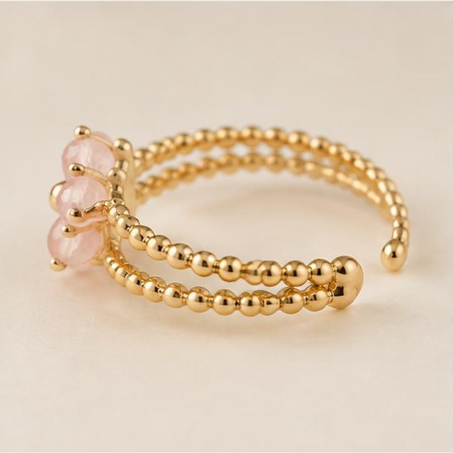 Blossom crystal adjustable ring open band