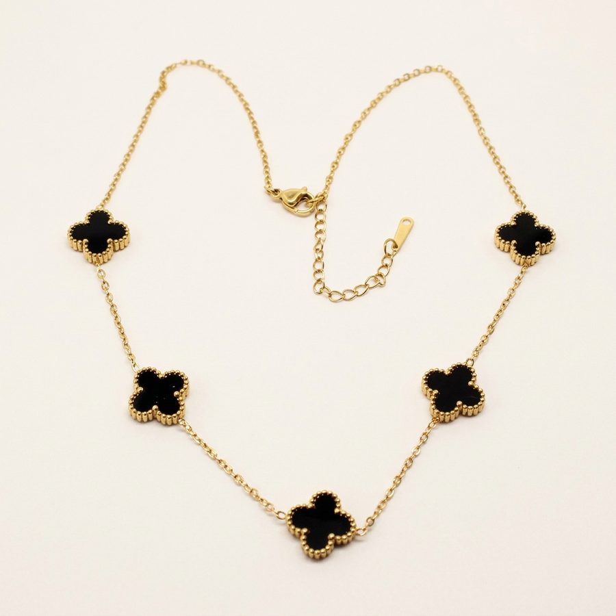 Black clover station necklace