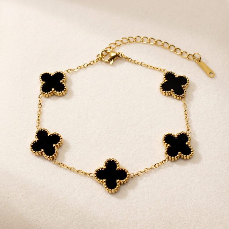 Black clover bracelet angled studio view