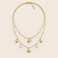 Double Layer Seashell Charm Necklace 40cm — Gold, front view