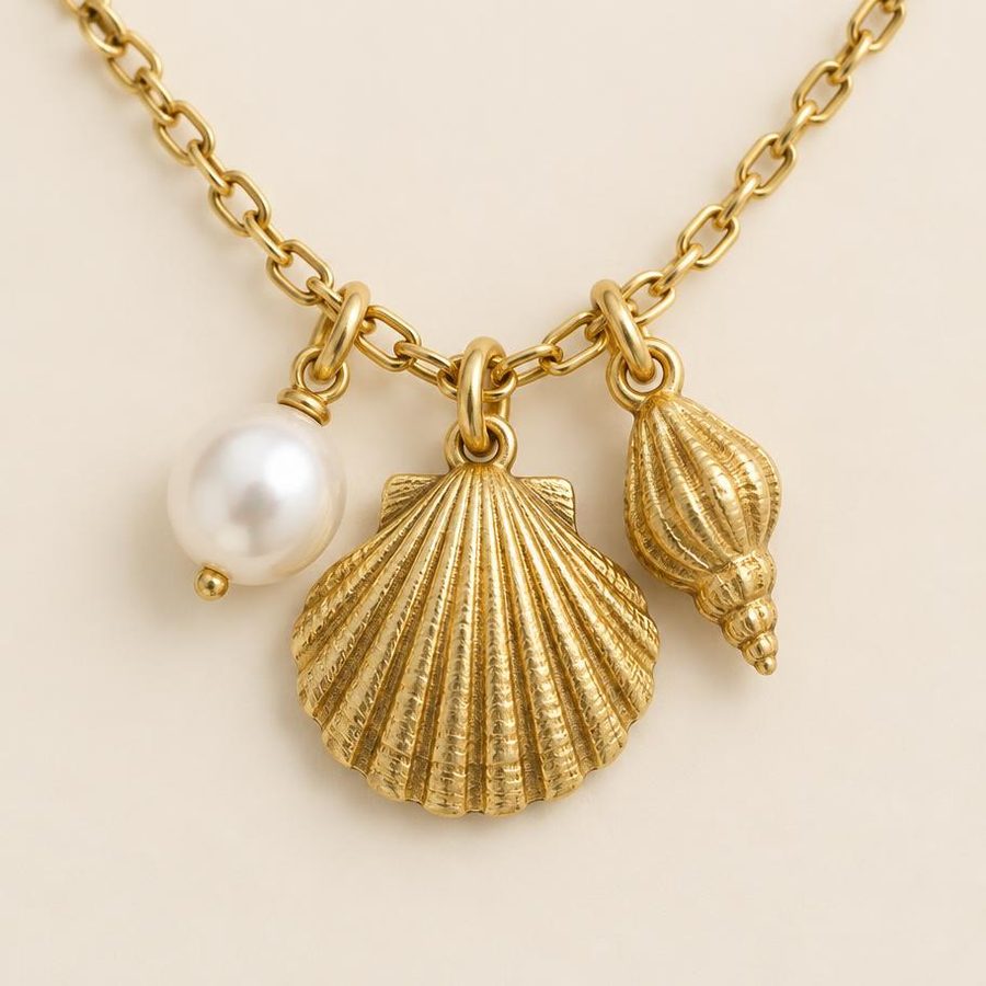 Seashell and pearl charm detail