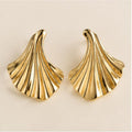 Golden Leaf Fan Earrings front view