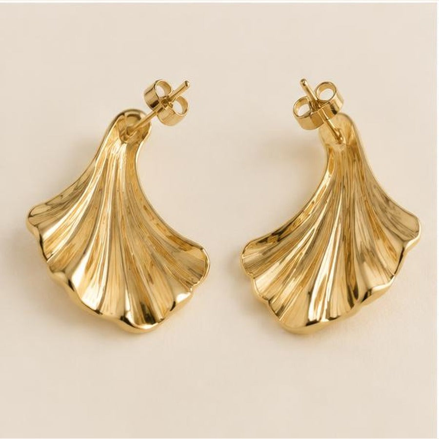 Golden Leaf Fan Earrings posts