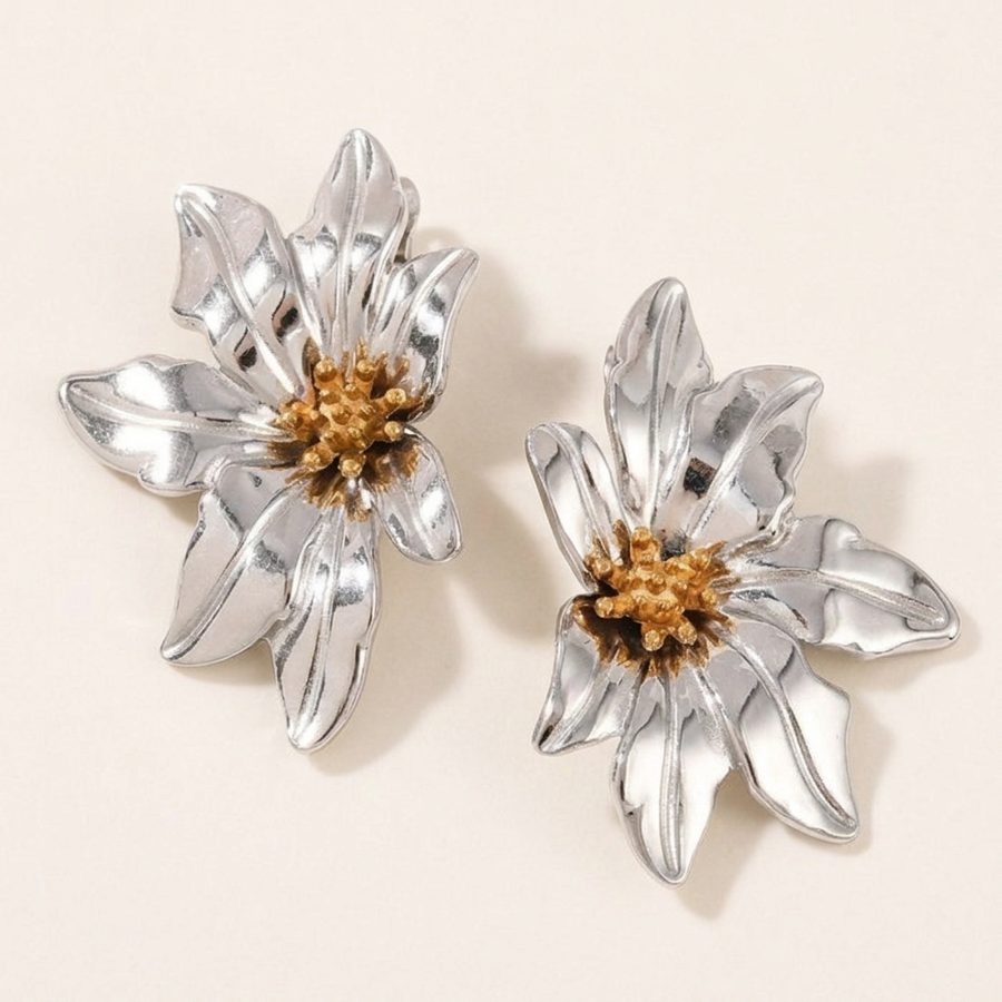 Flat lay of the flower stud earrings