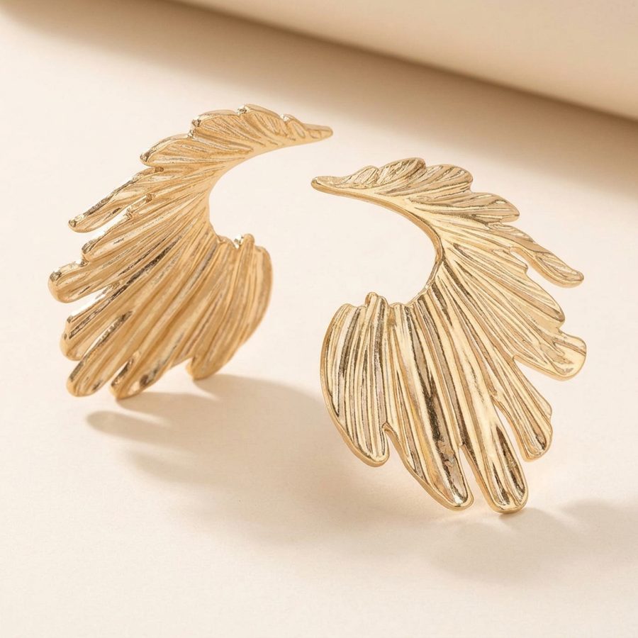 Golden Wing earrings, angled view