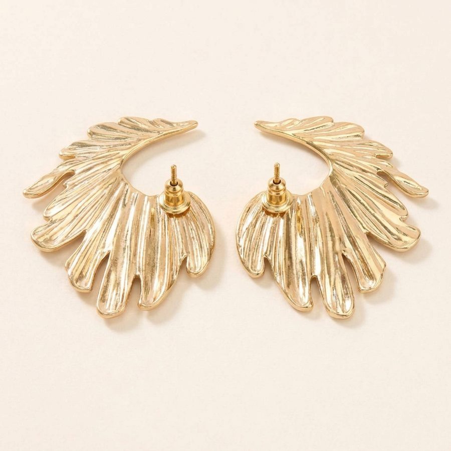 Golden Wing earrings, back view with posts