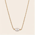 Gold Necklace with Natural Pearl Pendant