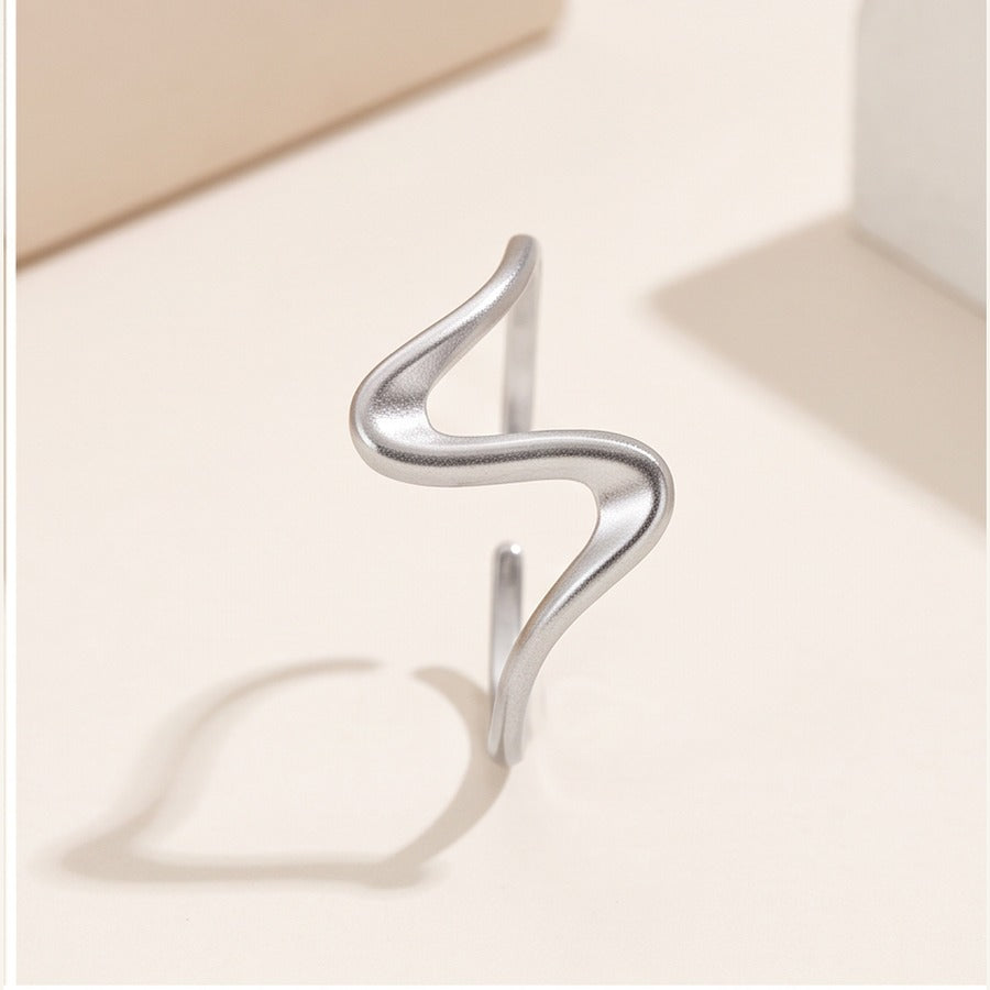 Minimalist Wave Adjustable Ring