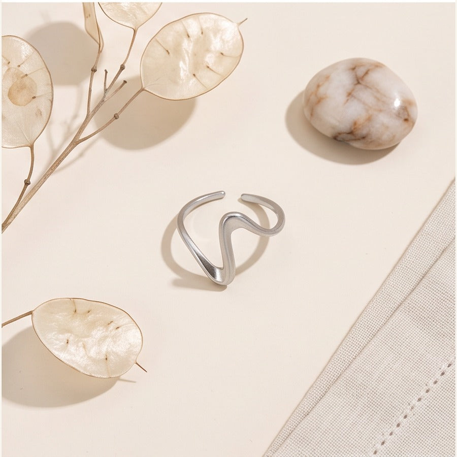 Minimalist Wave Adjustable Ring