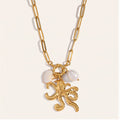 Octopus Necklace with Natural Shell & Pearl