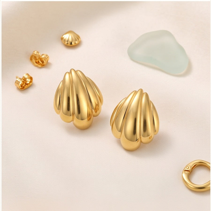 Gold Shell Stud Earrings