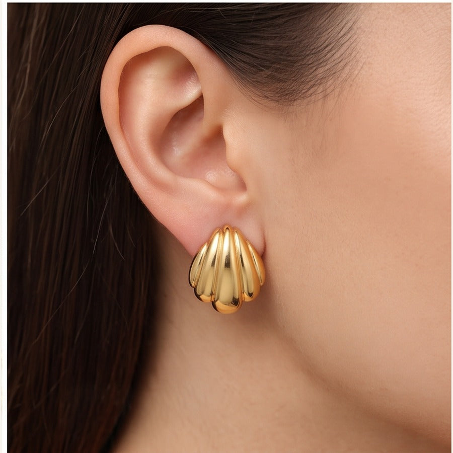 Gold Shell Stud Earrings