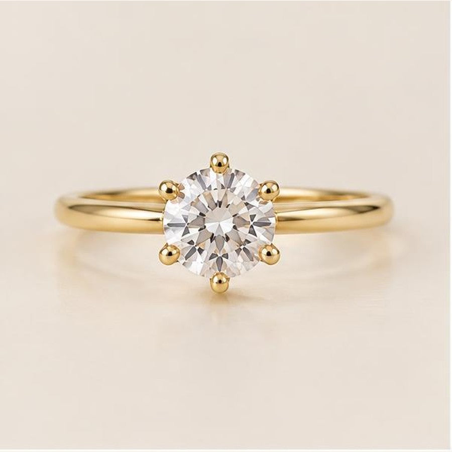 Crystal solitaire adjustable ring, front view