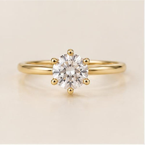 Crystal solitaire adjustable ring, front view